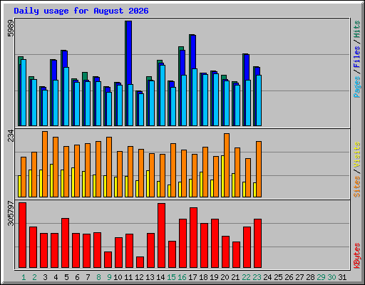 Daily usage for August 2026